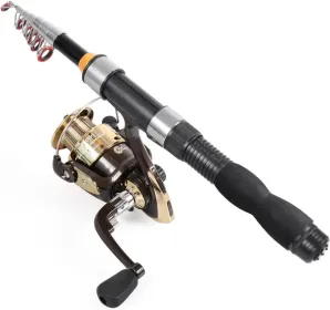 Telescopic Collapsible Extendable Fishing Rod for Saltwater and Freshwater, Lightweight and Compact Design (length: Full Extend 3.2 Feet)